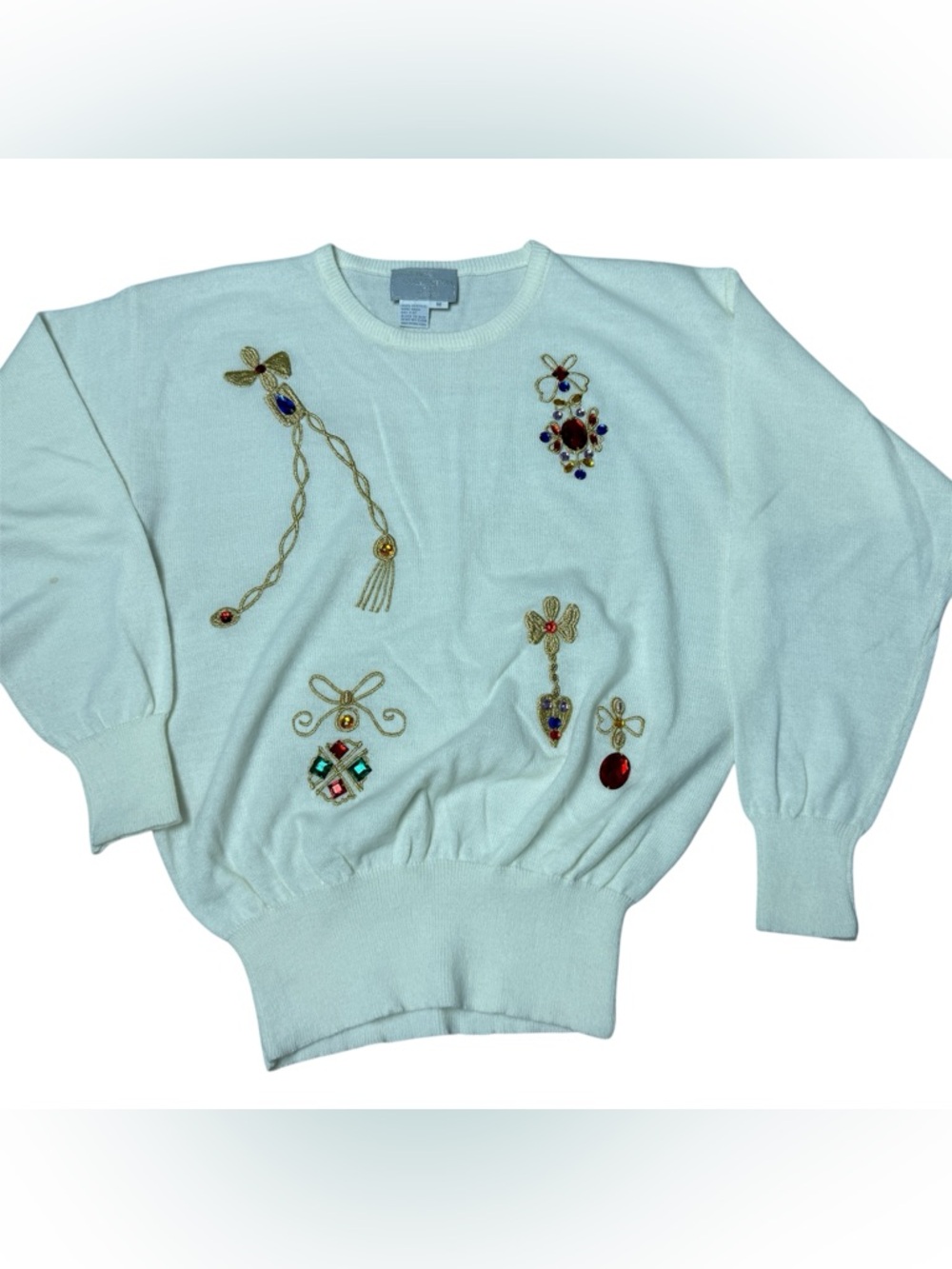 Vintage sweater 80's Embellished Sweater with Decorative Gems